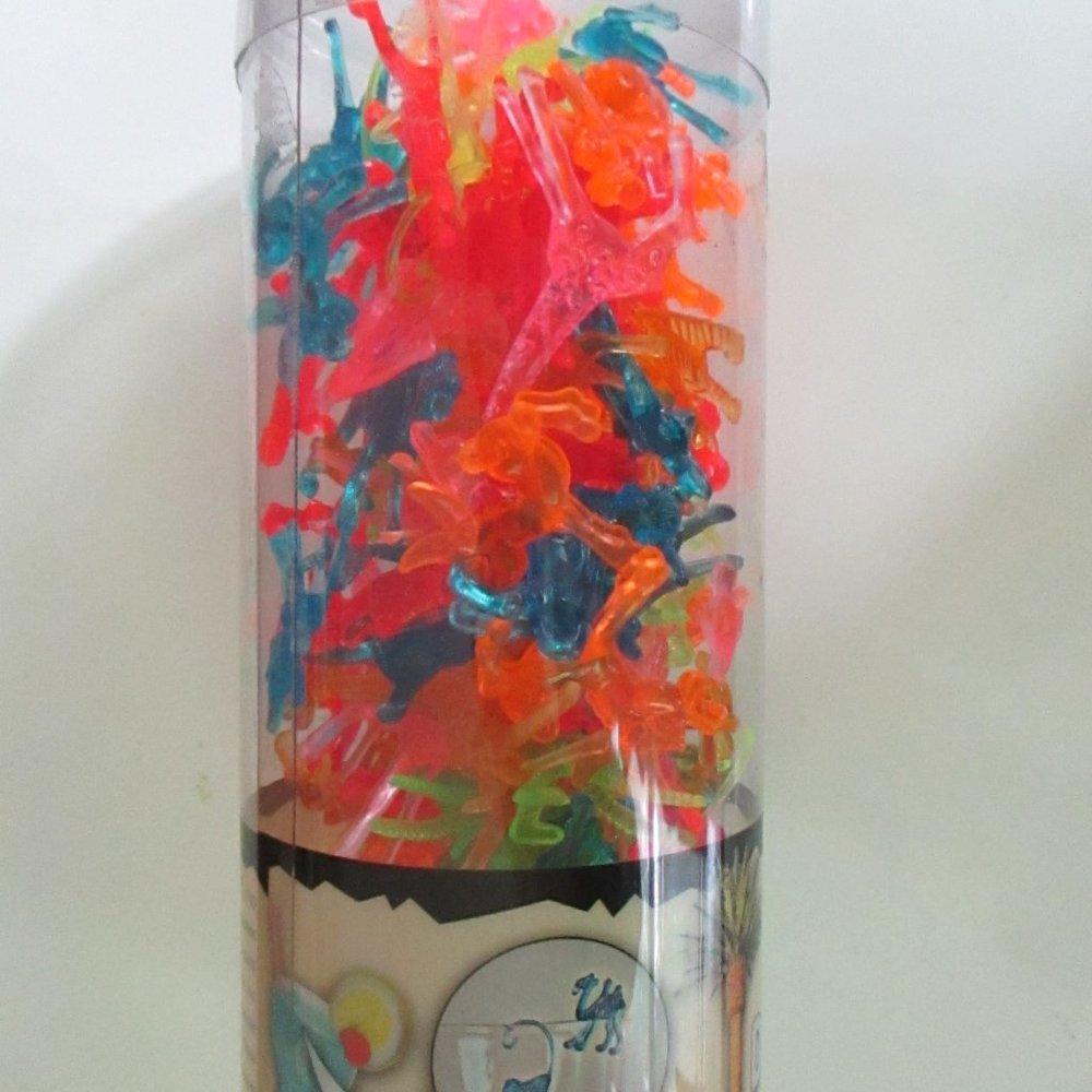 Animal Drink Markers neon clear plastic monkey giraffe charms hang on cocktail - Picture 4 of 5